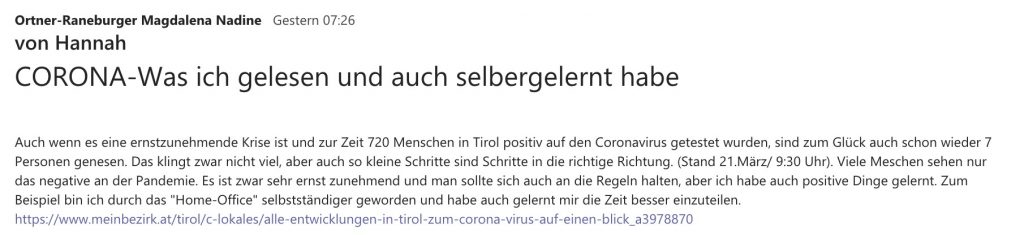 Schülergedanken zur Corona Krise | Reithmanngymnasium